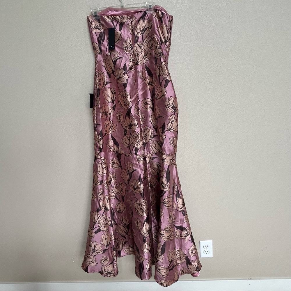 NWT Lulus Strapless Gowning Around Floral Maxi Dress Pink Gold Women’s Large - Picture 5 of 14